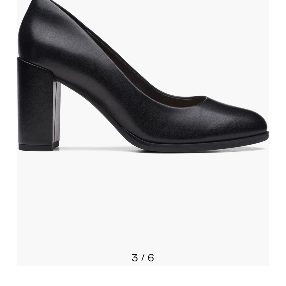 Clarks Women's Black Leather Block Heels Dressy Business Casual Holiday‎